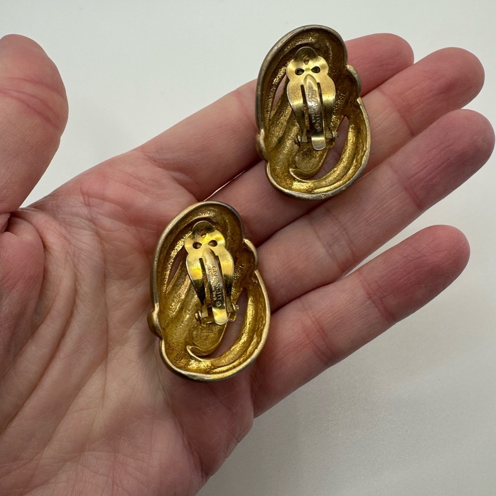 Givenchy Gold Tone Spiral Earrings - Picture 5 of 7